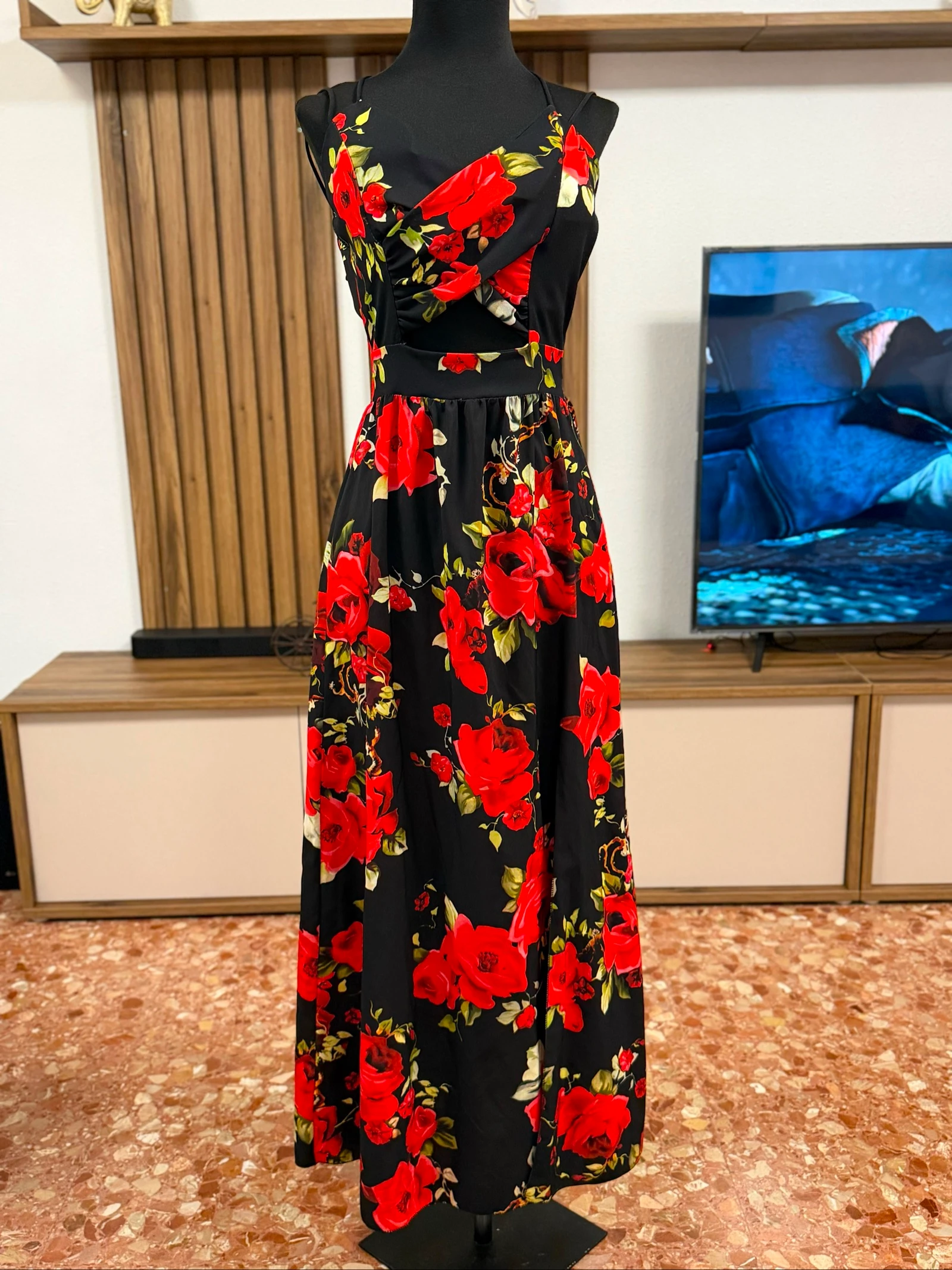Black long dress with floral print – photo 5